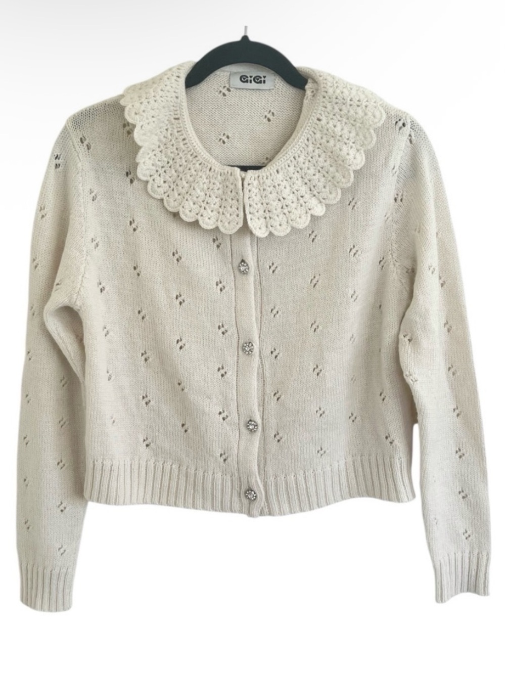 GiGi Knitwear Dolly 100% Merino Wool Cardi in Cream Small